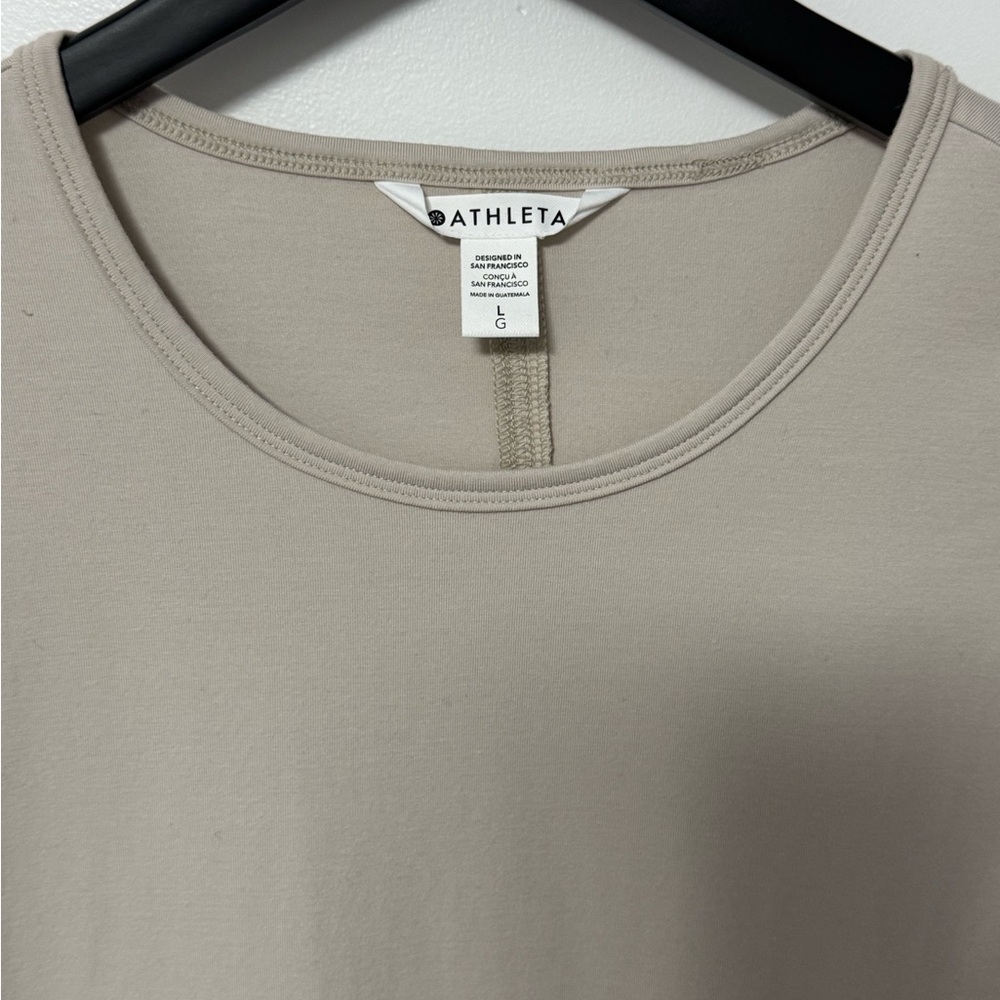 058 ATHLETA Women's Essential Lightweight Tee Dress - Cream, Large - Picture 6 of 9